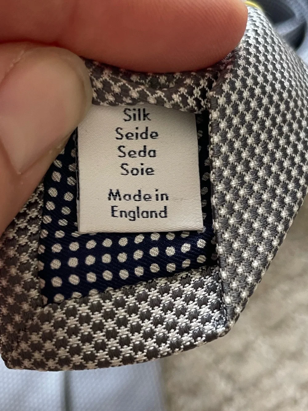 Eton Grey and White Silk Tie